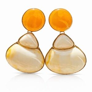 Zara Gold and Cream Dangle Earrings